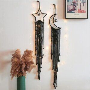 Star Moon Macrame Wall Pediments, Star Moon Dream Catcher, Boho Decor